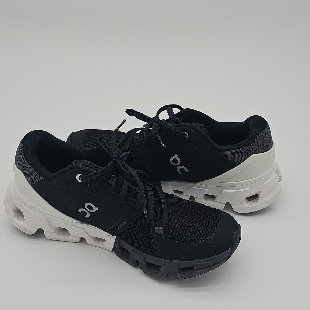 On Running Women's Cloud Flyer Athletic Shoes in Black and White